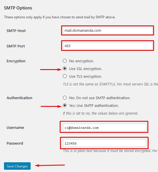 Setting Email Plugin WP-Mail-SMTP SMTP Options - Panduan toko satu